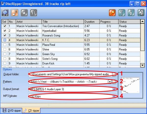 Setting CD rip settings